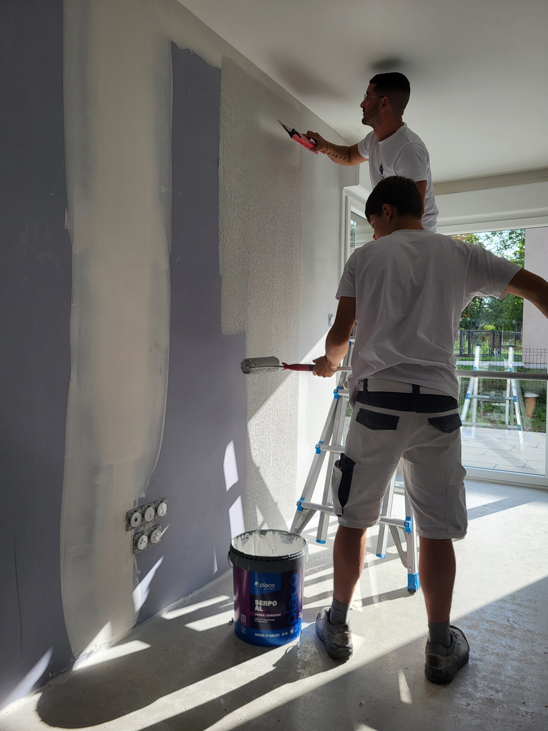 Chantier de plâtrerie réalisé par Peinture Reno